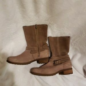 Ugg Chanly Moto Boot Suede Shearling Lined 11